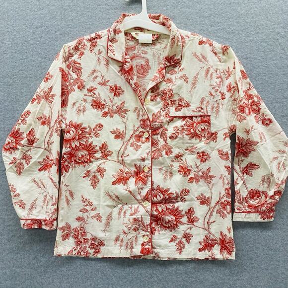 Pottery Barn Pajama Adult Womens Size Small Red Toile Romantic Top Only Light - Picture 1 of 4